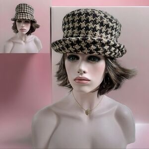 Creation Almar vintage brown houndstooth wool hat Made in Canada